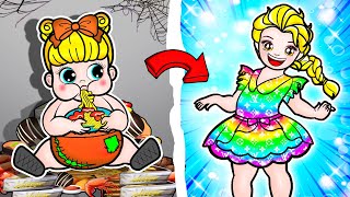 🐾paper dolls🐾 Rainbow Pregnant Bad Mother vs Good Daughter  Rapunzel Family [upl. by Alena]