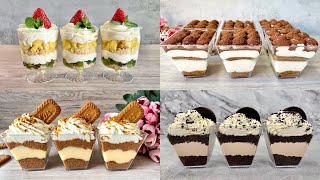 4 Easy NO BAKE Dessert Cup Recipes No Eggs No Gelatine No Alcohol [upl. by Ahsirahc861]