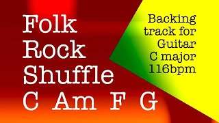 Folk Rock Shuffle backing track C major 116bpm Play along amp have fun [upl. by Tessil]