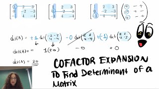 Finding Determinant of a Matrix with Cofactor Expansion Easy Linear Algebra RU 01640250 [upl. by Llen]