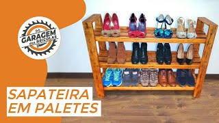 Sapateira em paletes  DIY Shoe rack on pallets  Garagem das Bricolas [upl. by Undine]