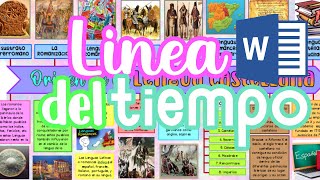 LINEA DEL TIEMPO CREATIVA Y COLORIDA EN WORD  El Broo [upl. by Anikes]