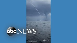 Multiple waterspouts spotted spinning in Mediterranean  ABC News [upl. by Bigelow]