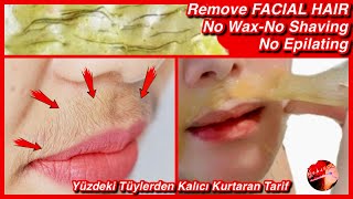 How to Remove Facial Hair 100 NATURAL Home RemedyNo ShavingNo WaxingNo Epilating [upl. by Chrystel]