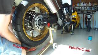 Honda Africa Twin Rear Wheel Removal and Install [upl. by Sharity499]