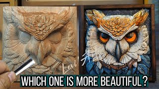 Wood carving  Super cool owl head [upl. by Dorraj]