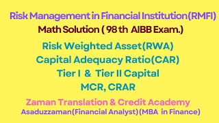 RMFI Math Solution  98th Banking Diploma  AIBB  RWA  Risk Weighted Asset rwa riskmanagement [upl. by Medovich]