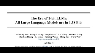 The Era of 1bit LLMs All Large Language Models are in 158 Bits [upl. by Natiha]