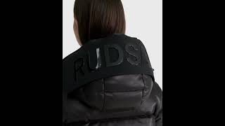 RUDSAK Shiny JOELLE X HERITAGE LEATHER DOWN PUFFER Jacket Hooded Black Women [upl. by Vannie461]