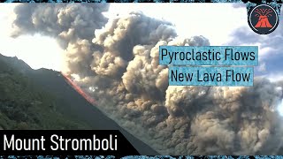 Stromboli Volcano Update Pyroclastic Flows Generated Crater Collapses [upl. by Aicemaj]