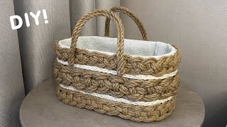 Chic Basket from Jute and Cardboard remnants with your own hands 😍 DIY [upl. by Asela]