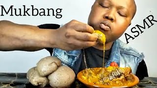 African food mukbang eating ogbono soup with Amala fufu mukbang [upl. by Wilmer87]