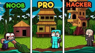 Minecraft  JUNGLE BIOME HOUSE NOOB vs PRO vs HACKER [upl. by Imhsar778]