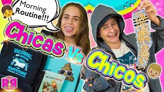 RUTINA de MAÑANA para ir al COLEGIO 👫Chicos Vs Chicas ¿Qué hay en mi MOCHILA HAUL material escolar [upl. by Ulund274]