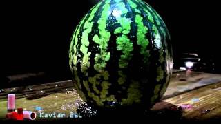 D Dupleks Kaviar 26L frangible slug  penetration test on watermelons [upl. by Ethelstan]