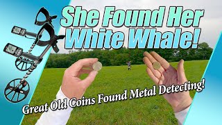 She Finally Found Her Elusive OLD COIN Metal Detecting a 1700s Field treasureSundays [upl. by Peednam]