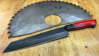 Making A Japanese Kiritsuke Knife From An Old Saw Blade [upl. by Erving]