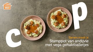 Stamppot van andijvie met vega gehaktballetjes  Coopjeskoken  Coop [upl. by Anoirtac]