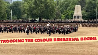 Trooping the Colour Rehearsal Begins  Brigade Major Review [upl. by Kerred289]