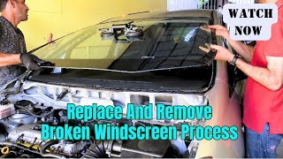 Remove And Replace Broken Windscreen Process [upl. by Standice654]