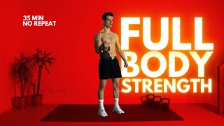 KETTLEBELL FULL BODY STRENGTH Workout  Follow along No Repeat [upl. by Amees152]