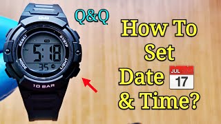 QampQ Watch Time Settings  How To Set Time amp Date On A QampQ Digital Watch M185 [upl. by Howlyn852]