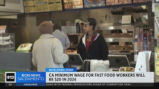 California minimum wage for fast food workers will be 20 in 2024 [upl. by Carlee]