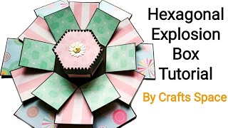 Hexagon Explosion Box Tutorial  Exploding Box  Valentine Day Card Ideas  By Crafts Space [upl. by Lippold394]