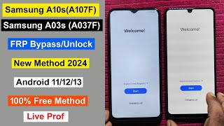 Samsung A10sA03s FRP Bypass Android 111213  Gmail Lock Remove Samsung A107F  A037F Frp Unlock [upl. by Roselia970]