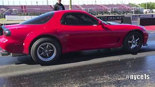 LS Swapped FD Mazda RX7 at Atco Dragway [upl. by Sabino]