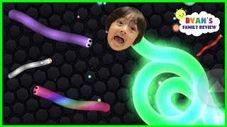 Lets Play Mega Fun Slither io Game with Ryans Family Review [upl. by Chapen]