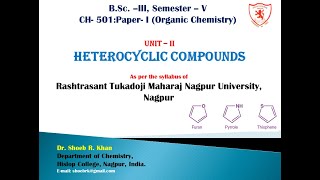 UNIT II  HETEROCYCLIC COMPOUNDS [upl. by Zacharia]