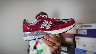 New Balance 990v3 quotScarlet with Marbleheadquot  Review  OnFeet Look [upl. by Rahman509]