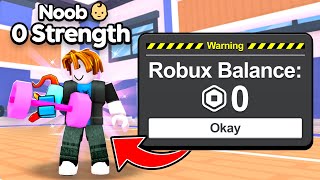 I Survived 24 Hours as NOOB with 0 Robux in Arm Wrestle Simulator Roblox [upl. by Hulburt900]