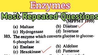 enzyme mcq  enzyme biochemistry mcqs  enzymology  Biology most Repeated Questions 9 [upl. by Oznola]