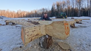 Building My Log Home Pt 3  Setting the First Logs [upl. by Shalom]