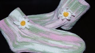 Вязание спицами для начинающих Носки на 2 спицах  Knitting for beginners Socks on 2 needles [upl. by Esmeralda]