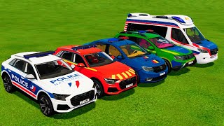 TRANSPORTING PIXAR CARS amp FRUITS WITH COLORED amp JOHN DEERE vs CLAAS vs TRACTORS  BeamNGdrive 962 [upl. by Calvin]