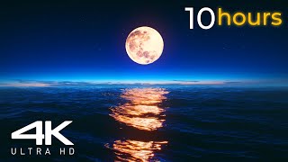 Moon Set Over The Ocean Screensaver Live Wallpaper  10 Hours 4K Ultra HD [upl. by Matthias]