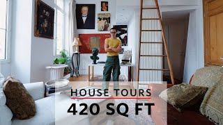 House Tours A 420 Sq Ft Lofted Studio in Paris France [upl. by Nanni522]