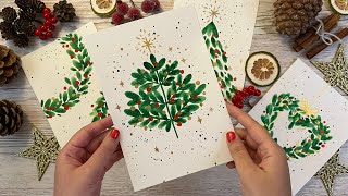 Painting Christmas cards Watercolor tutorial [upl. by Beauchamp]