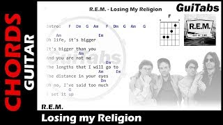 LOSING MY RELIGION ✝  REM  Lyrics  GUITAR Chords 🎸 Karaoke [upl. by Lambrecht]