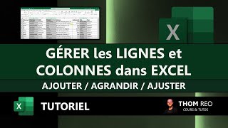 GÉRER les LIGNES et COLONNES dans EXCEL agrandir ajuster ajouter effacer uniformiser Tuto [upl. by Nottnerb]