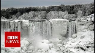 Niagara Falls becomes a winter wonderland  BBC News [upl. by Piefer]