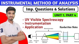 UV visible spectroscopy  Instrumentation  Application  Important questions and solutions IMA [upl. by Catriona]