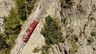 Die steilste Standseilbahn von Europa  Fahrt mit der Gelmerbahn [upl. by Nemraciram6]