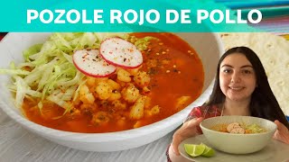 Cómo hacer POZOLE ROJO de POLLO 🌶 Receta mexicana TRADICIONAL [upl. by Gaelan52]