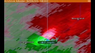 Jonesboro Tornado Radar Loops 3282020 [upl. by Kahler]