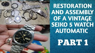 RESTORATION AND ASSEMBLY OF A VINTAGE SEIKO 5 WATCH AUTOMATIC part 1 [upl. by Amena]