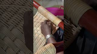 How rattan on wood chair weaving is done shorts diywoodworking rattan [upl. by Anastas]